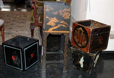 Lot 2149 - Four Chinese Painted Wood Jardinieres With...