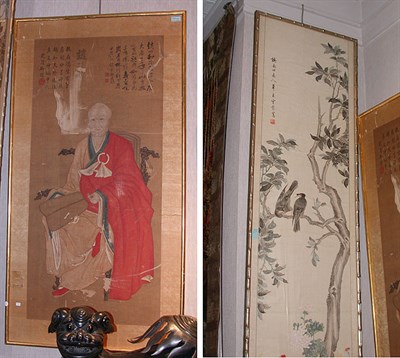 Lot 2177 - Two Chinese Paintings One of a seated immortal,...