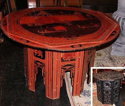 Lot 2147 - Thai Black and Red Lacquered Circular Table...