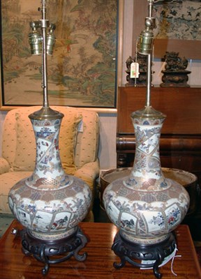 Lot 2132 - Pair of Japanese Satsuma Style Porcelain Vases...