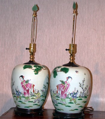 Lot 2160 - Pair of Chinese Famille Rose Porcelain Ovoid...