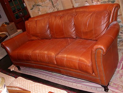 Lot 2349 - Leather Upholstered Sofa Modern Length 7 feet...