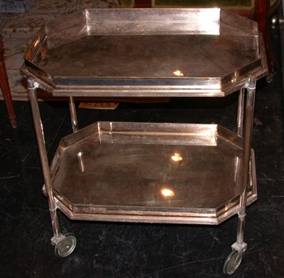 Lot 2381 - Silvered-Metal Two-Tier Tea Cart