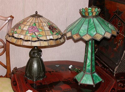 Lot 2373 - Two Leaded Glass Lamps