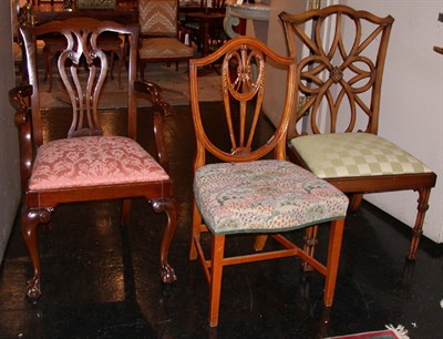 Lot 2372 - Three Georgian Style Mahogany Chairs Including...