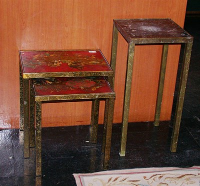 Lot 2395 - Nest of Two Chinoiserie Decorated Metal Side...