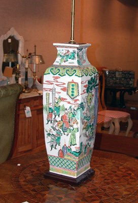 Lot 2204 - Chinese Famille Verte Porcelain Lamp