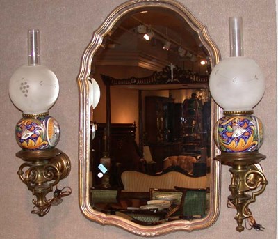 Lot 2498 - Pair of Continental Ceramic and Brass Sconces...