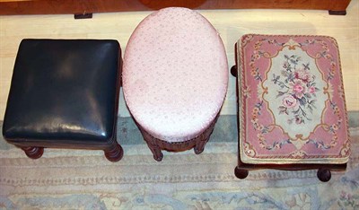 Lot 2530 - Three Georgian Style Upholstered Stools...