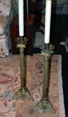 Lot 2339 - Pair of Gilt-Bronze Columnar Floor Lamps