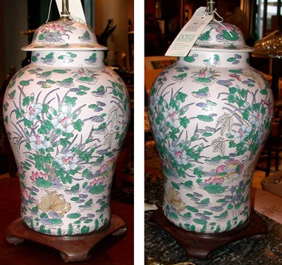 Lot 2092 - Pair of Chinese Porcelain Ginger Jar Two-Light...