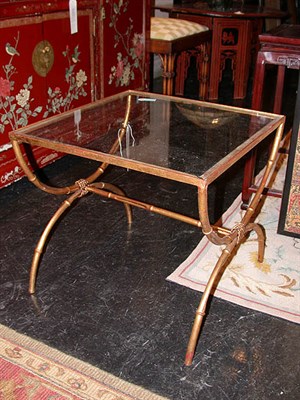 Lot 2348 - Pair of Gilt-Metal Glass Top Side Tables...
