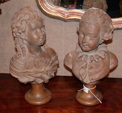 Lot 2501 - Pair of Terra Cotta Busts of Children