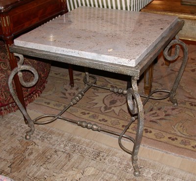 Lot 2446 - Pair of Painted Metal Marble Top Side Tables...