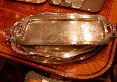 Lot 2571 - Five Silver Plated Two-Handle Serving Trays