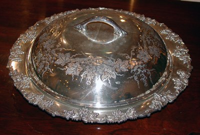 Lot 2600 - Silver Plated Covered Divided Dish Grape and...