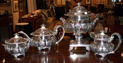 Lot 2598 - Silver Plated Tea Service Comprising hot water...