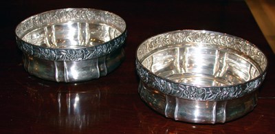 Lot 2579 - Pair of Sterling Silver Wine Coasters Total...
