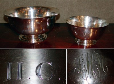 Lot 2580 - Two Revere Style Sterling Silver Bowls Total...