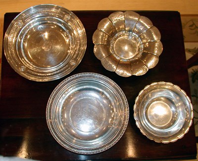 Lot 2584 - Four Silver Circular Bowls Three sterling and...