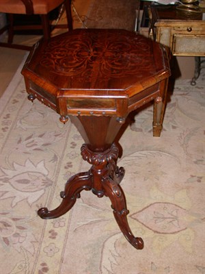Lot 2437 - Victorian Inlaid Walnut Octagonal Work Table...