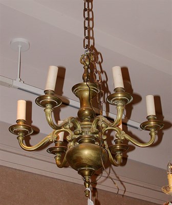 Lot 2646 - Georgian Style Brass Six-Light Chandelier