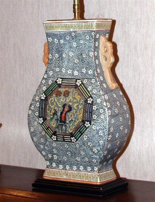 Lot 2114 - Chinese Ceramic Vasiform Two-Light Lamp