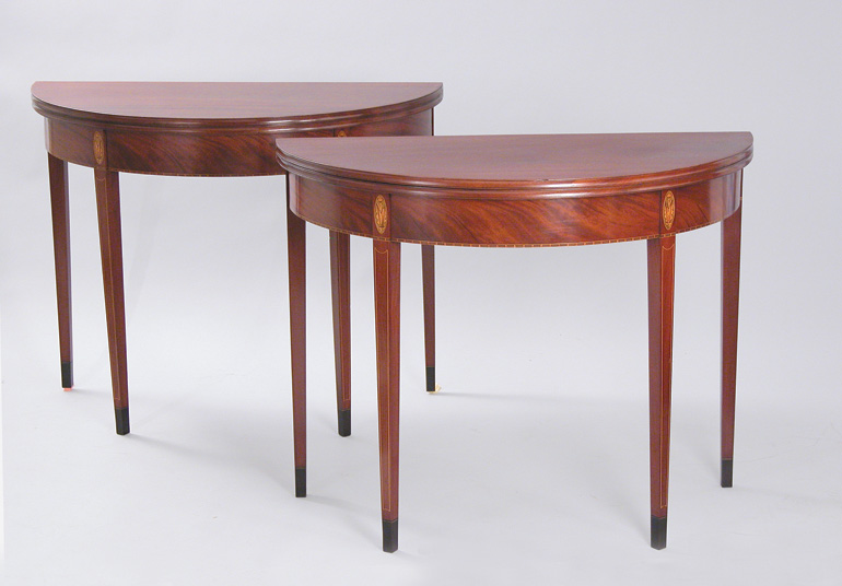 Lot 3278 - Pair of Federal Inlaid Mahogany Fold-Over Card...