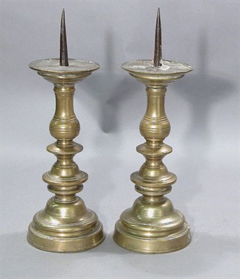 Lot 4296 - Pair of Continental Baroque Brass Pricket...