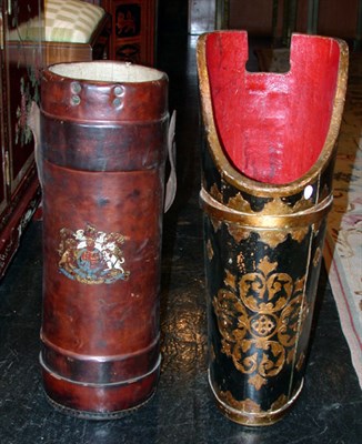 Lot 2369 - Two Leather Umbrella Stands