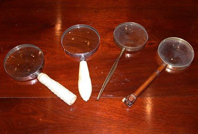 Lot 2486 - Group of Four Magnifying Glasses Including...