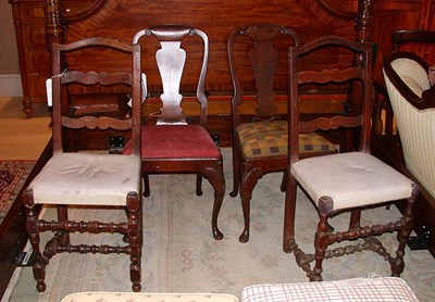 Lot 2539 - Two Pairs of Georgian Style Walnut Side Chairs