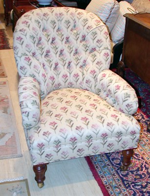 Lot 2550 - Georgian Style Walnut Button Tufted Armchair