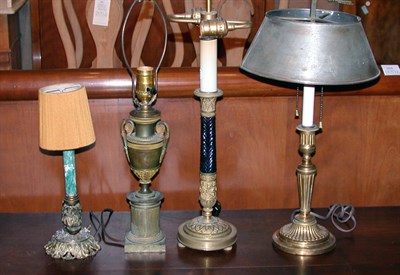 Lot 2404 - Four Brass Lamps
