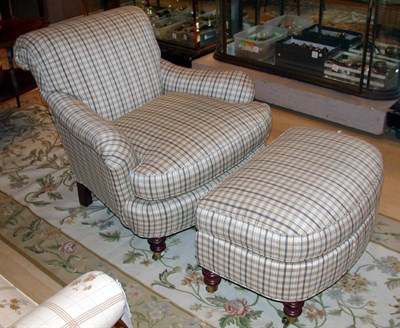 Lot 2493 - Upholstered Easy Chair and Ottoman Modern
