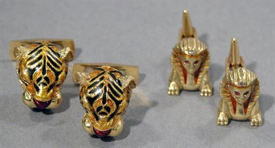 Lot 561 - Two Pairs of Gold Cufflinks