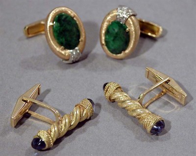 Lot 563 - Two Pairs of Gold Cufflinks