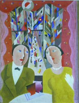 Lot 52 - Bela Kadar Hungarian, 1877-1956 TABLE FOR TWO...