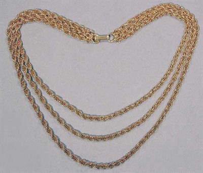Lot 574 - Triple Strand Gold Rope Chain Necklace