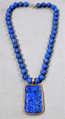 Lot 414 - Lapis Lazuli Bead Necklace and Pendant