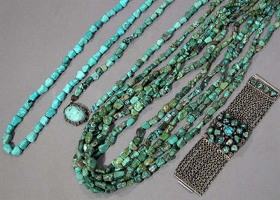 Lot 445 - Three Turquoise Necklaces and a Bracelet