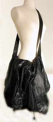 Lot 258 - Carlos Falchi Oversize Black Python Satchel...