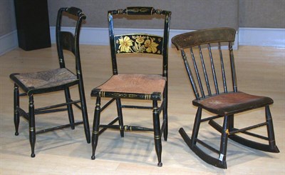 Lot 2106 - Group of Seven Painted and Decorated Side...