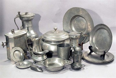 Lot 2107 - Group of Pewter Articles Primarily Continental,...