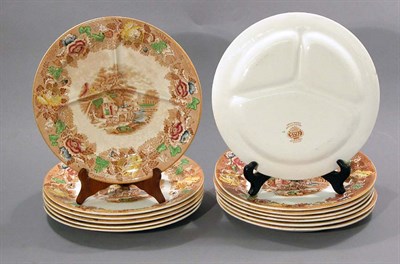 Lot 2167 - Set of Thirteen Pottery Partitioned Plates In...