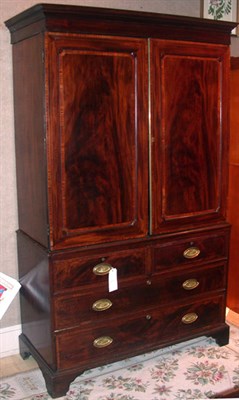 Lot 354 - Georgian Style Mahogany Linen Press Height 6...