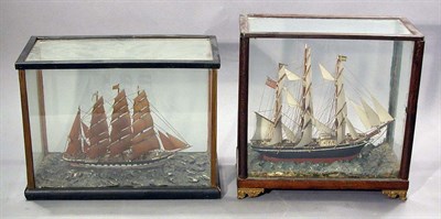 Lot 2136 - Two Glass Encased Ship Models Lengths 12 1/2...