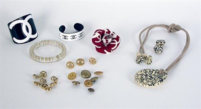 Lot 457 - Group of Chanel Logo Jewelry French,...