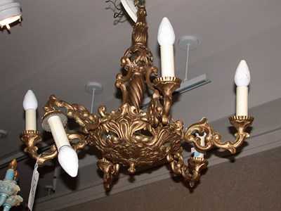 Lot 460 - Rococo Style Gilt-Wood Six-Light Chandelier
