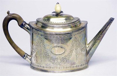 Lot 4374 - George III Silver Teapot Peter & Ann Bateman,...